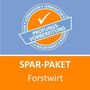 "Spar-Paket Forstwirt" unten. Oben ein blaues Siegel mit "Prüfungsvorbereitung Lernkarten" und Haken.