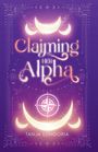 "Claiming Her Alpha" und "Tanja Longoria" sind in goldener Schrift auf lila Hintergrund. Symbole von Monden und Kompass.