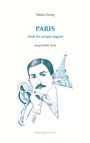 "Stefan Zweig - PARIS: Stadt der ewigen Jugend. Ausgewählte Texte. Zeichnung eines Mannes vor dem Eiffelturm."