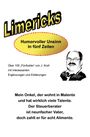 Titel: "Limericks" in gelber Schrift. Oval: "Humorvoller Unsinn in fünf Zeilen". Darunter ein Gedicht über einen Onkel in Malente.