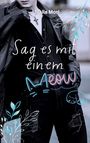 Text: "Tralia Mori" und "Sag es mit einem Meow". Eine Person in schwarzer Kleidung mit Kreuzkette und floralen Verzierungen.