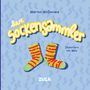 „Der Sockensammler“ von Marlon McDonald, illustriert von Melu. Zwei bunte Socken vor blauem Hintergrund mit Mustern.
