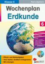 Titel: "Wochenplan Erdkunde"; Inhalte: Unser Sonnensystem, Europa, Pflicht- und Wahlaufgaben; Bild: Erdkugel.