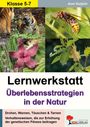 "Klasse 5-7. Lernwerkstatt Überlebensstrategien in der Natur" zeigt Tier- und Pflanzenbilder mit einem Logo unten rechts.