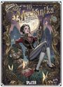 „No 10 Lady Mechanika“ steht oben. Eine stilvolle Frau mit langen Stiefeln und mechanischen Details sitzt vor einem großen Mond.