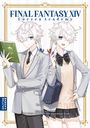 "FINAL FANTASY XIV Eorzea Academy". Zwei Figuren in Schuluniform, eine mit Buch, die andere mit Tasche. Anime-Stil.