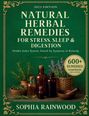 „2025 Edition: Natural Herbal Remedies for Stress, Sleep & Digestion“ auf grünem Hintergrund, mit Flaschen und Kräutern.
