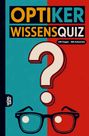 "OPTIKER WISSENSQUIZ" und "100 Fragen - 400 Antworten". Illustration: Brille und großes Fragezeichen.