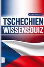 "Tschechien Wissensquiz" mit "100 Fragen - 400 Antworten", Flaggenfarben von Blau, Weiß und Rot im Hintergrund.