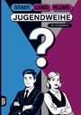 STADT, LAND, FLUSS, JUGENDWEIHE; 60 x A4 Spielblöcke. Illustration: Junge und Mädchen in Anzug und Bluse.