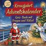 „Kreuzfahrt-Adventskalender. Quiz-Buch mit Fragen und Rätsel.“ Santa, Geschenke, Engel, Weihnachtsbaum auf einem Schiff.