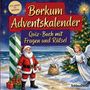 „Borkum Adventskalender: Quiz-Buch mit Fragen und Rätsel“. Illustration mit Weihnachtsmann und Engel am Strand.