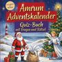 „Amrum Adventskalender Quiz-Buch mit Fragen und Rätsel“. Weihnachtsmann, Geschenke, Engel, Weihnachtsbaum, Leuchtturm.