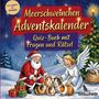 "Meerschweinchen Adventskalender. Quiz-Buch mit Fragen und Rätsel." Illustration: Weihnachtsmann, Engel, Meerschweinchen.