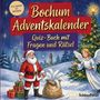 "Bochum Adventskalender, Quiz-Buch mit Fragen und Rätsel." Weihnachtsmann, Engel, Tannenbaum, Geschenke im Schnee.