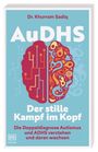 Dr. Khurram Sadiq. AuDHS: Der stille Kampf im Kopf. Illustration: Gehirnhälften mit Schaltkreisen und Mustern.