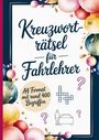 "Kreuzworträtsel für Fahrlehrer. A4 Format mit rund 400 Begriffen." 

Bunte Blumen und Fahrlehrer-Symbol.