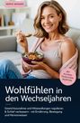 „Wohlfühlen in den Wechseljahren“; Frau lächelnd mit Salat auf Sofa; Text „MIT ALLTAGSTAUGLICHEN REZEPTEN“.