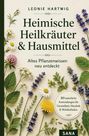 Text: "Heimische Heilkräuter & Hausmittel", "Altes Pflanzenwissen neu entdeckt". Blumen und Kräuter verzieren den Hintergrund.