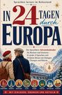 "In 24 Tagen durch Europa" - Sprachlern-Adventskalender für Senioren. Älteres Paar vor verschneiten Bergen und Zug.