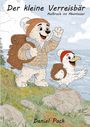 „Der kleine Verreisbär – Aufbruch ins Abenteuer“ von Daniel Pack. Illustration: Bär und Vogel mit Rucksäcken am Meer.