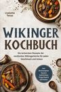"Wikinger Kochbuch" ist groß geschrieben, darunter Bilder von deftigen Gerichten, Gewürzen und einem Trinkhorn.