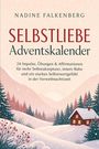 Text: "Nadine Falkenberg Selbstliebe Adventskalender". 24 Impulse für Selbstakzeptanz. Illustration: Winterlandschaft.