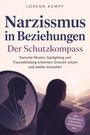 "Narzissmus in Beziehungen: Der Schutzkompass. Toxische Muster, Gaslighting ... klarschauen. Inkl. Realitätscheck ..."  
Eine Frau blickt auf einen Fluss bei Sonnenuntergang. Ein zerbrochener Spiegel zeigt eine Silhouette.