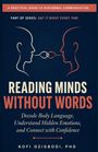 "READING MINDS WITHOUT WORDS" zeigt zwei stilisierte Gesichter, die sich anschauen.