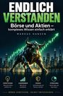 „ENDLICH VERSTANDEN“, „Börse und Aktien – komplexes Wissen einfach erklärt“, von Markus Hansen. Ein wütender Bulle vor einer Skyline.