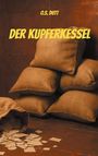 "O.S. Dutt, Der Kupferkessel". Mehrere Leinensäcke, einer offen mit herausfallenden Papieren, auf kupferfarbener Fläche.