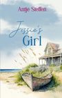 "Jessie's Girl" und "Antje Steffen". Illustration eines Hauses am Strand mit einem Boot im Sand, umgeben von Gras.