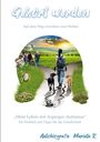 "Gehört werden", "Auf dem Weg zwischen zwei Welten". Eine Person mit Hunden auf einem Weg in der Landschaft, Gesichter am Rand.