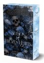 "Season of Frozen Hearts", eine Spendenanthologie. Dunkle Blumen, Totenköpfe und eisige Details in Blau und Schwarz.