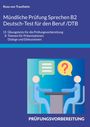 Titel: Mündliche Prüfung Sprechen B2 Deutsch-Test für den Beruf /DTB. Zwei stilisierte Personen im Gespräch.