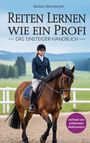 "Reiten Lernen wie ein Profi: Das Einsteiger-Handbuch", Frau auf einem braunen Pferd in grüner Landschaft.