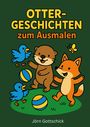 "OTTER-GESCHICHTEN zum Ausmalen" steht über einer Illustration mit Otter, Fuchs, Vögeln und Bällen.