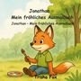 „Jonathan – Mein fröhliches Ausmalbuch“. Illustration: Ein Fuchs mit Pinsel und Farbpalette sitzt auf einer Wiese.