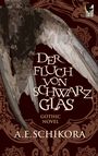 "Der Fluch von Schwarz Glas", Gothic Novel von A.E. Schikora. Illustration: Ein Vogel mit braunen, grauen Flügeln.