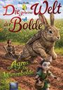 "Die geheime Welt der Bolde", "Agros Die Wiesenbolde". Illustration: Ein Hase zieht einen Pflug mit einer kleinen Figur.