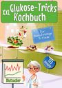 XXL Glukose-Tricks Kochbuch, für Berufstätige & Faule, 123 Rezepte. Illustration mit Salat und älterer Dame.