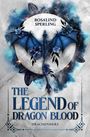 "Rosalind Sperling", "The Legend of Dragon Blood", "Drachenherz". Illustration: Blauer Drache vor Mond, umgeben von Blumen.