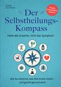 Buchtitel: "Der Selbstheilungs-Kompass". Symbole um Kompassnadel: Herz, Blätter, Flasche, Virus, Meditation.