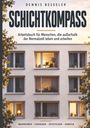 "Schichtkompass" von Dennis Besseler. "Arbeitsbuch für Menschen, die außerhalb der Normalzeit leben." Wohnungen mit beleuchteten Fenstern.