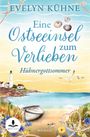 „Evelyn Kühne: Eine Ostseeinsel zum Verlieben - Hühnergottssommer.“ Strand, Boot, Leuchtturm und fliegende Möwen.