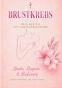 „Brustkrebs: Mein Weg mit DCIS und Mikrokarzinom.“ Silhouette einer Frau, Blumenillustration in Rosa.