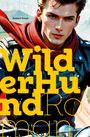 Text: Robert Preck und Wilder Hund Roman. Illustration eines Mannes mit rotem Schal und schwarzer Lederjacke auf einem Motorrad.