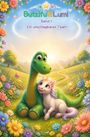 "Butzifu & Lumi", "Band 1", "Ein unschlagbares Team". Illustration: Ein grüner Dinosaurier und ein Einhorn in einer blühenden Wiese.