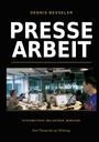 Text: "PRESSEARBEIT", "SYSTEMATISCH. BELASTBAR. WIRKSAM.", "Vom Thema bis zur Wirkung." Unten ein Radio-Studio mit zwei Personen.