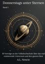 "Donnerstags unter Sternen, Band 1" oben. Unten: "18 Vorträge... Universum... A.L. Nescio." Illustration: Saturn mit Ringen.